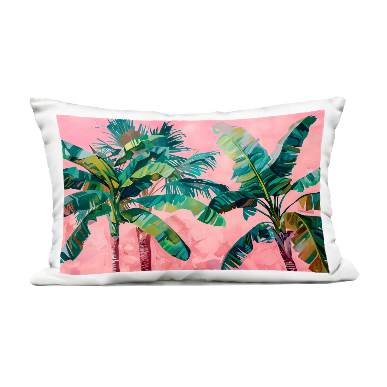 Stupell Industries Palm Tree Tops on Pink Outdoor Printed Pillow design by LSR Design Studio, 14 x 7 x 20